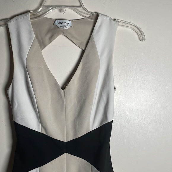 Bebe Dress 3 color Block tan white black Size 0, XS - Picture 3 of 7